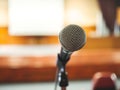 Close up microphone in conference room