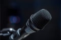 Close-up of microphone in conference room or concert hall Royalty Free Stock Photo
