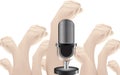 Close-up microphone and fist-shaped hands