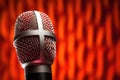 close-up of a microphone with fluffy windscreen Royalty Free Stock Photo