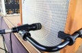 Microphone near guitar amplifier Royalty Free Stock Photo