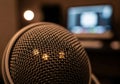 Close-up of Microphone in Recording Studio Royalty Free Stock Photo