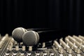 Close-up microphone and sound mixer in studio for sound record Royalty Free Stock Photo