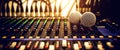 Close-up microphone and sound mixer in studio for sound record Royalty Free Stock Photo