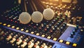 Close-up microphone and sound mixer in studio for sound record control system Royalty Free Stock Photo