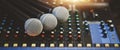 Close-up microphone and sound mixer in studio for sound record control Royalty Free Stock Photo