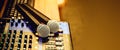 Close-up microphone and sound mixer in studio for sound record Royalty Free Stock Photo