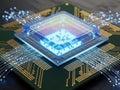 Close-up of a microprocessor on a circuit board Royalty Free Stock Photo