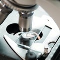 Close up of microscope Which symbolizes scientific research. Royalty Free Stock Photo