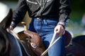 Sitting Pretty on a Western Saddle Royalty Free Stock Photo