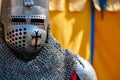 Close up of middle ages armor of the knight. Historic armoring used in combat battles Royalty Free Stock Photo