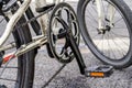 Close-up of the middle pedal of the bicycle Royalty Free Stock Photo