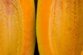 Close up of middle section of ripe papaya