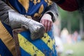 Medieval warrior holding the shield Royalty Free Stock Photo