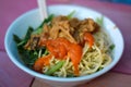 Close up Mie Ayam Spicy chicken noodles Royalty Free Stock Photo