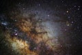 Close-up of Milky Way Galaxy,Long exposure photograph, with grain Royalty Free Stock Photo
