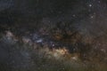 Close-up of Milky Way Galaxy,Long exposure photograph, with grain Royalty Free Stock Photo