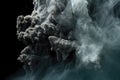 close-up of mineral-rich vent spewing black smoke underwater