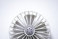 Close-up of mini electric fan with handle  on white background Royalty Free Stock Photo