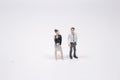 A close up of miniature people with social network Royalty Free Stock Photo