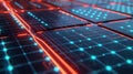 Closeup minimal Style of Macro shot of a solar panel with glowing energy pathways Royalty Free Stock Photo