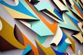 close-up of minimalist graffiti art, with repeating patterns and colors