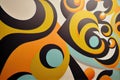 close-up of minimalist graffiti art, with repeating patterns and colors