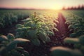 Close up mint plant in agricultural field. Royalty Free Stock Photo