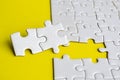 Close up of missing jigsaw puzzle pieces. Solution concept Royalty Free Stock Photo