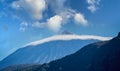 Close up of mist and cloud shrouded Mount Teide volcano in Tenerife,