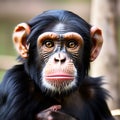 Close-Up of Mixed Breed Monkey Between Chimpanzee and Bonobo in Jungle - Hyper Realistic Photograph