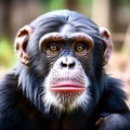 Close-Up of Mixed Breed Monkey Between Chimpanzee and Bonobo in Jungle - Hyper Realistic Photograph