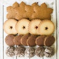 Close up of mixed Christmas cookies as background Royalty Free Stock Photo