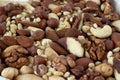 Close-up of mixed nuts (hazelnut, almond, walnut, Brazil, and pine nuts), brain food concept Royalty Free Stock Photo