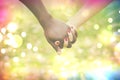 Close up on a mixed race couple holding hands Royalty Free Stock Photo