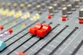 Close up Mixing Console of a big HiFi system, The audio equipment Royalty Free Stock Photo