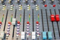 Close up Mixing Console of a big HiFi system, The audio equipment and control panel Royalty Free Stock Photo