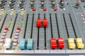 Close up Mixing Console of a big HiFi system, The audio equipment and control panel Royalty Free Stock Photo