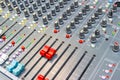 Close up Mixing Console of a big HiFi system, The audio equipment and control panel Royalty Free Stock Photo