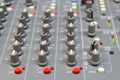 Close up Mixing Console of a big HiFi system, The audio equipment and control panel Royalty Free Stock Photo