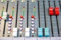 Close up Mixing Console of a big HiFi system, The audio equipment and control panel Royalty Free Stock Photo