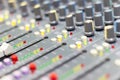 Close up Mixing Console of a big HiFi system, The audio equipment Royalty Free Stock Photo