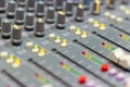 Close up Mixing Console of a big HiFi system, The audio equipment Royalty Free Stock Photo