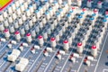 Close up Mixing Console of a big HiFi system, The audio equipment Royalty Free Stock Photo