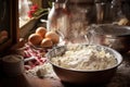 close-up of mixing dough in a home kitchen