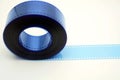 Close up a 35 mm film tape leader blue color clear for film productions processing