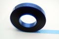 Close up a 16 mm film tape leader blue color clear for film productions processing