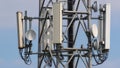 Close-Up of Mobile Network Tower with Antennas and Cables â AI content Royalty Free Stock Photo