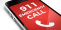 Close up of a mobile phone with the emergency number 911 displayed