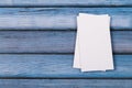 Close-up of two empty stacks of business cards on a blue-violet natural wooden background Royalty Free Stock Photo